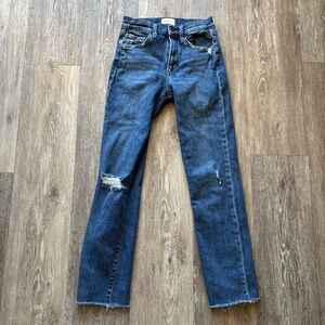 Favorite Daughter The Erin Distressed High Rise Slim Straight Denim Jeans 24